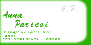 anna paricsi business card